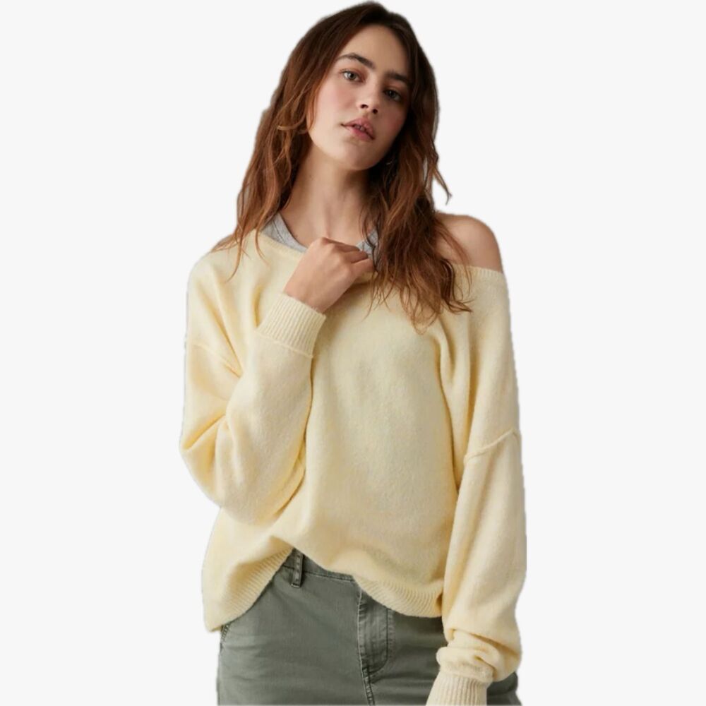 American Eagle Whoa So Soft Ballet Neck Sweater Light Yellow Women's Medium